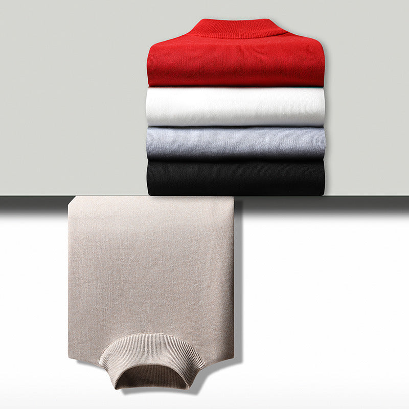 New Turtleneck Sweater Men's Loose Autumn And Winter Fleece-lined Thickened Sweater Korean Style Trendy Men's Undershirt