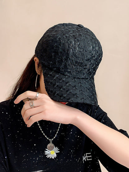 Korean Baseball Cap Women&#039;s Sunscreen Hat Summer Lace Flower Breathable Cap Japanese Sunshade All-match Live Goods