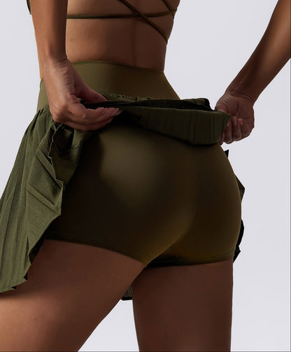 Quick-drying Running Half-length Tennis Culottes Casual Pleated Mini Skirt Women&#039;s Anti-exposure Fitness Sports Skirt 8165