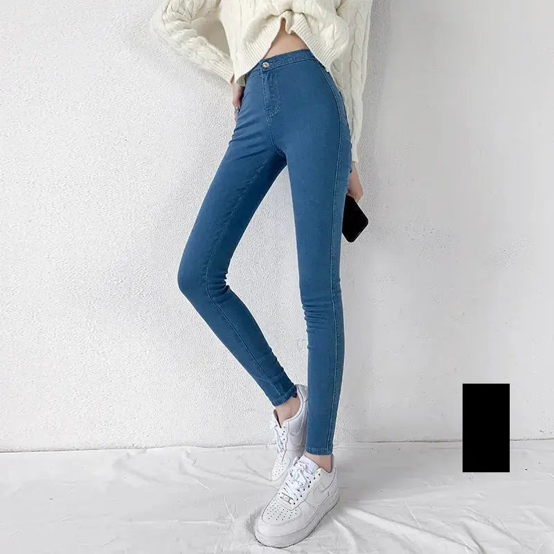Classic European And American Jeans Women's 2021 Autumn High-waisted Tight-fitting Hip-lifting Pencil Pants Slim And Slim Pencil Pants