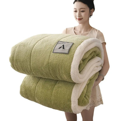 Blanket Three-layer Quilted Winter Class A Arctic Fleece Blanket Milk Fleece Thickened Blanket Lunch Sofa Gift Blanket