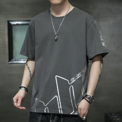 Graphic streetwear t-shirt available in multiple colors – featuring an abstract line design, text elements, soft breathable fabric, and stylish modern appeal.