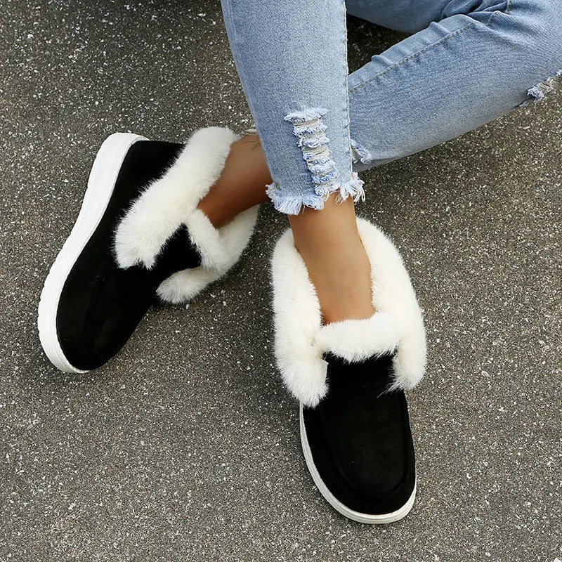 Women's Fluffy Trim Winter Loafer Shoes