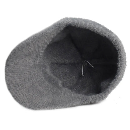 Korean Style Autumn And Winter Knitted Peaked Cap Warm All-match Thick Wool Hat Plush Solid Color Sweet Cool Casual Baseball Cap