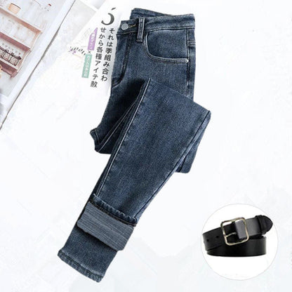 High Waist Jeans And Fleece Women&amp;#039;s Winter Pencil Pants Are Thin And Thick Long Pants Women&amp;#039;s Tight Elastic Pencil Pants