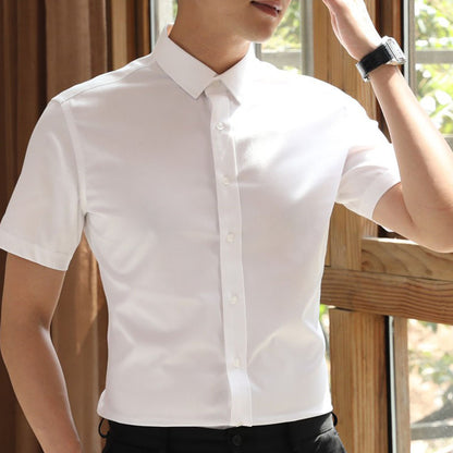 White Shirt Men&#039;s Short-sleeved Business Formal Wear Korean Version Of Slim Youth Shirt Summer Large Size Non-ironing Professional Solid Color Shirt
