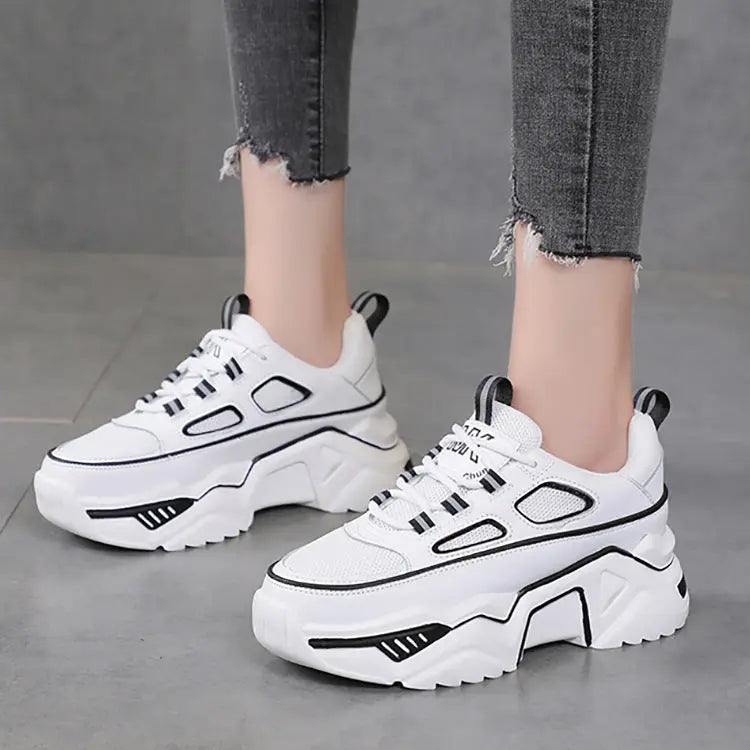 Dad Shoes Women's 2022 Spring And Summer New Korean Version Of The Small White Shoes Sponge Cake Thick Bottom Mesh Breathable Casual Style Sports Shoes