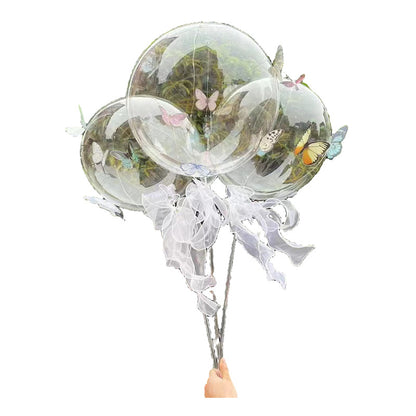 Butterfly With Light Transparent Wave Ball Flashing Light Balloon Valentine's Day Girl Gift Decoration Night Market Stall Toys Wholesale