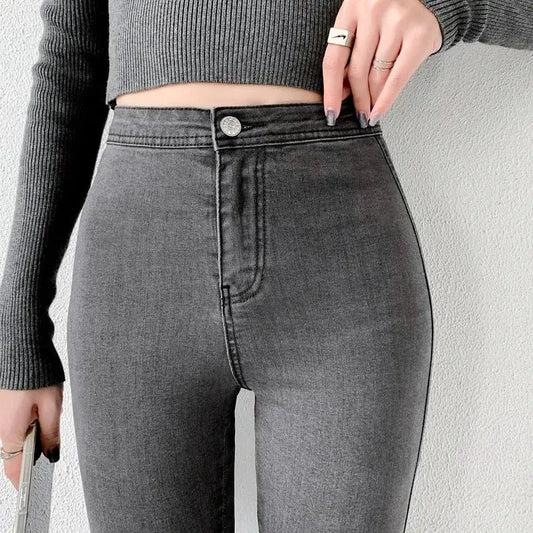 Classic European And American Jeans Women's 2021 Autumn High-waisted Tight-fitting Hip-lifting Pencil Pants Slim And Slim Pencil Pants