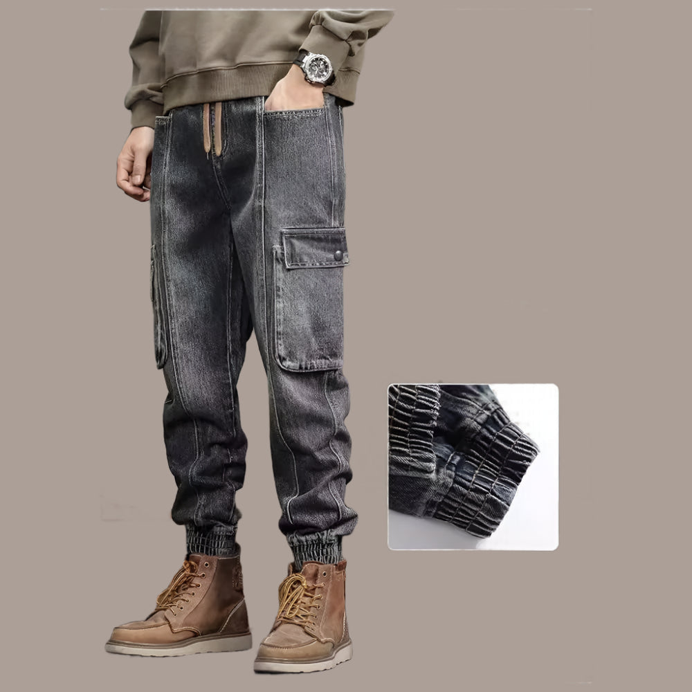 Ankle-tied Jeans Men&#039;s Autumn New Fashion Brand Loose Plus Size Closed Harem Drawstring Overalls Trousers