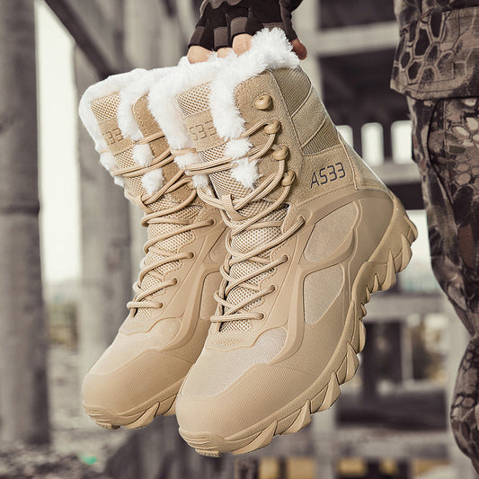 New Men&#039;s Snow Boots Thick-soled Mid-calf Cotton Boots Fleece-lined Winter Outdoor Casual Shoes Hiking Shoes Fashion Men&#039;s Shoes