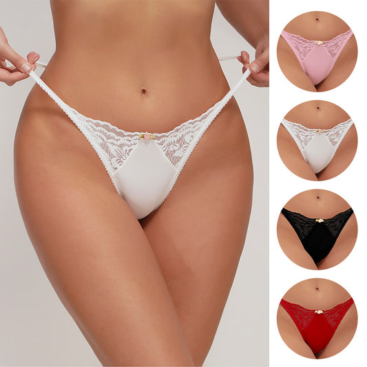 European Style Women&#039;s Comfortable Simple Sexy Seamless Lace Thong Panties Underwear