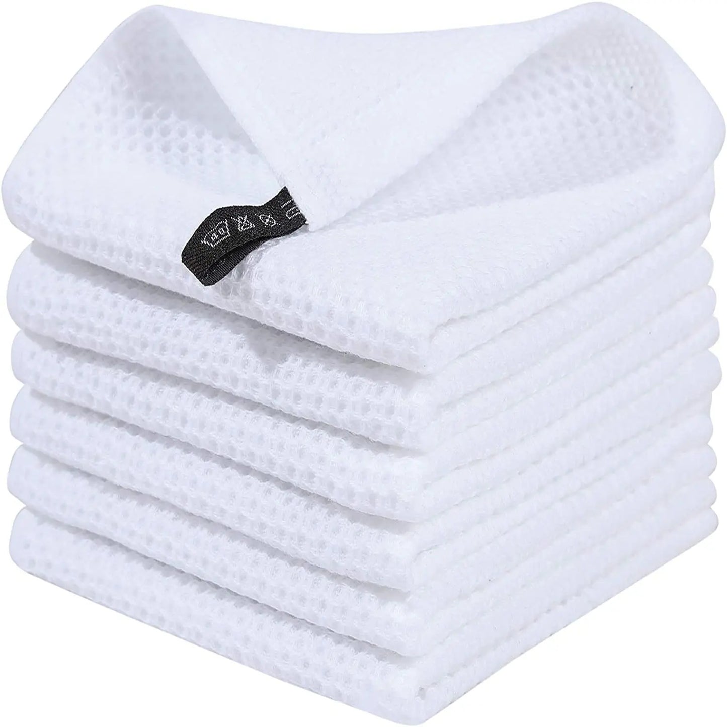 Amazon Hot Sale Pure Cotton Honeycomb Kitchen Square Towel Set Easy Clean Waffle Square With Hook Wholesale