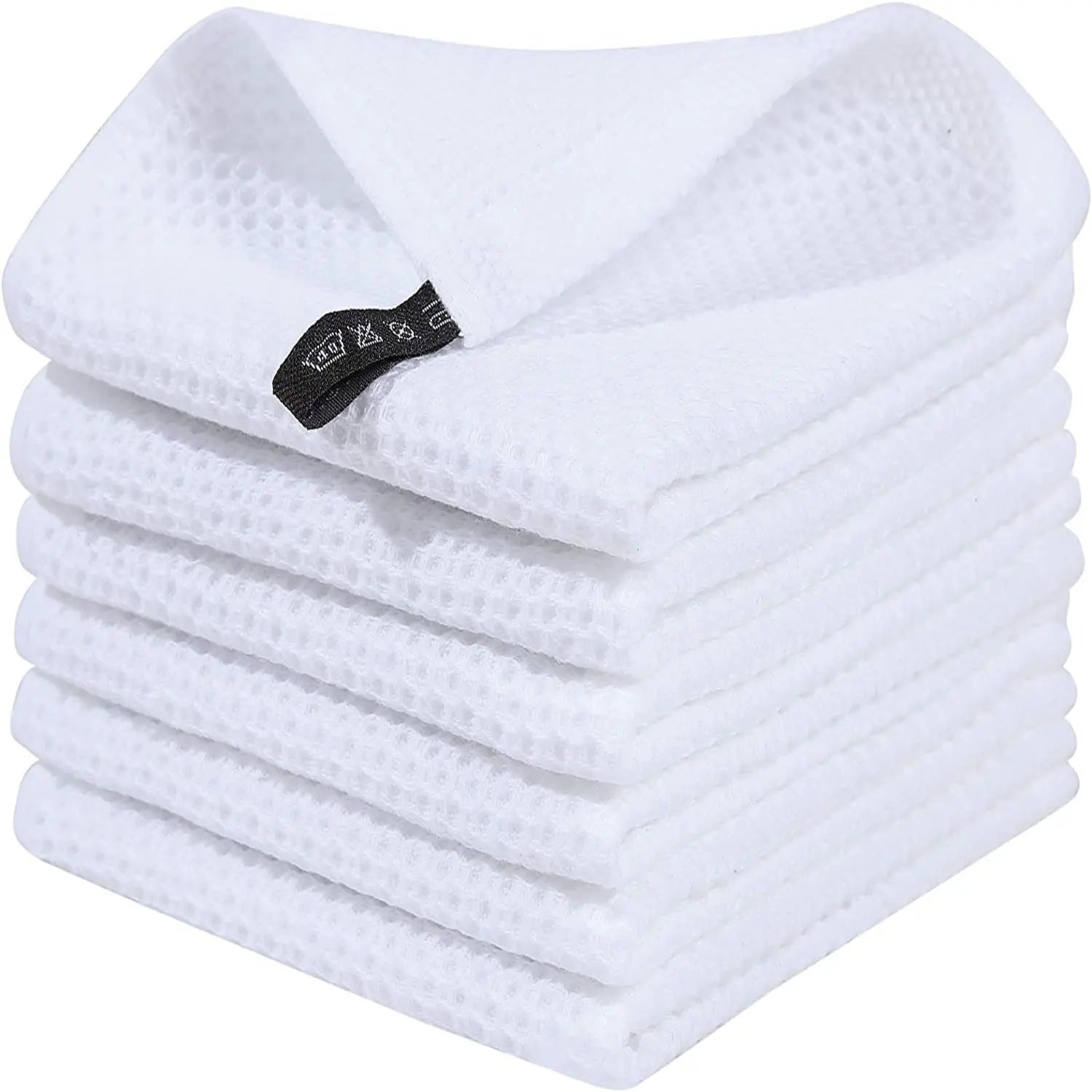 Amazon Hot Sale Pure Cotton Honeycomb Kitchen Square Towel Set Easy Clean Waffle Square With Hook Wholesale