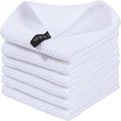 Amazon Hot Sale Pure Cotton Honeycomb Kitchen Square Towel Set Easy Clean Waffle Square With Hook Wholesale