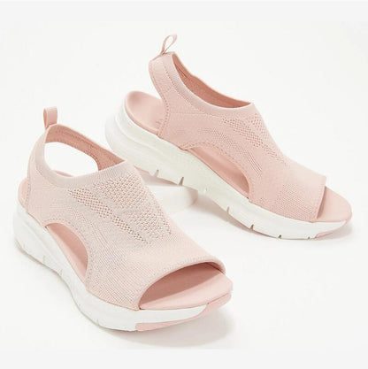 Cross-border Sandals Women&amp;#039;s 2021 Summer New Mesh Thick-soled Soft-soled Casual Sports Women&amp;#039;s Shoes Flat Flying Woven Fish Mouth Shoes Women