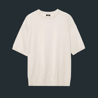 A men's ribbed knit t-shirt in black and blue, featuring a sleek textured fabric and a modern fit, ideal for versatile outfits.