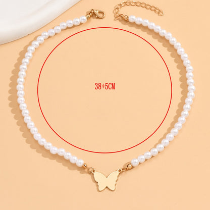 European And American Cross-border Jewelry Simple Butterfly Pearl Necklace For Women