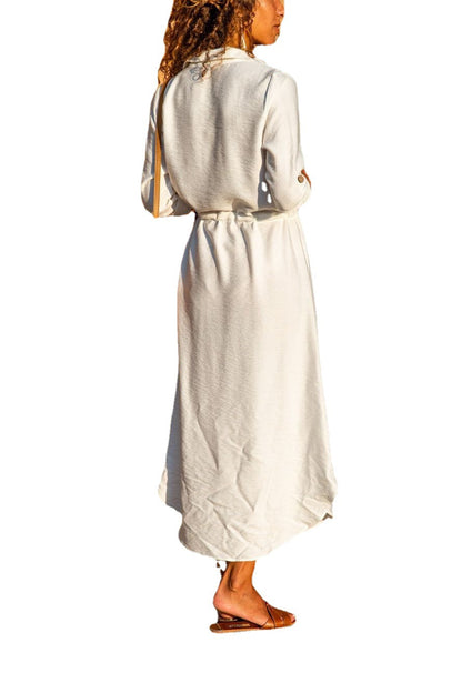 Cross-border 2021 Autumn And Winter European And American Wish Foreign Trade Amazon Women&#039;s New Long-sleeved Lace-up Button Shirt Dress