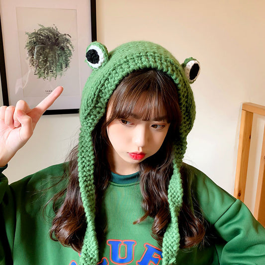 Frog Hat Autumn And Winter Cute Knitted Wool Hat