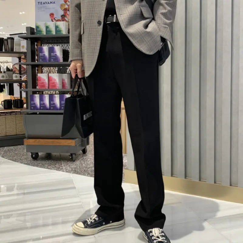 ASCLO Spring And Autumn New Small Trousers Men's Loose Casual Pants Korean Style Trendy Slim-fit Slimming All-match Straight Trousers