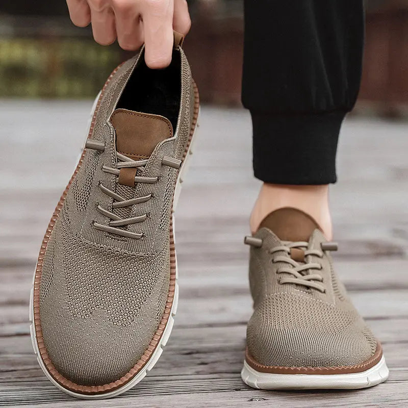 Cross-border Amazon Lightweight Lace-up Sports Casual Shoes Flying Knit Breathable Single Shoes Fashionable Versatile Trendy Shoes Large Size Men's Shoes