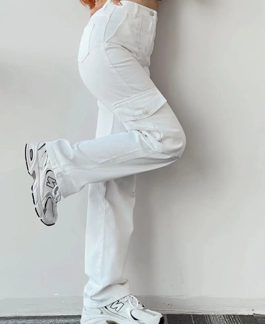 All-match Casual Pants Mid-waist Three-dimensional Pocket Pants Waist Overalls