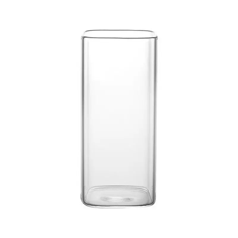 Simple Straw Cup Milk Tea Cup New Women's High-value Household High-temperature Transparent Square Glass With Handle
