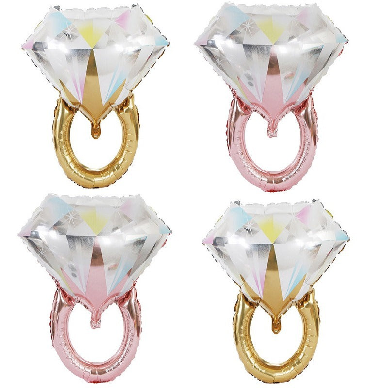 New Diamond Ring Balloon Color Diamond Ring Aluminum Film Balloon Wedding Wedding Party Decoration Ring Balloon Wholesale