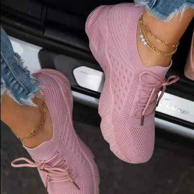 2022 Independent Station Spring And Autumn New Flying Weaving Women&#039;s Shoes Air Cushion Bottom Large Size Mesh Breathable Casual Shoes Cross-border Women&#039;s Shoes
