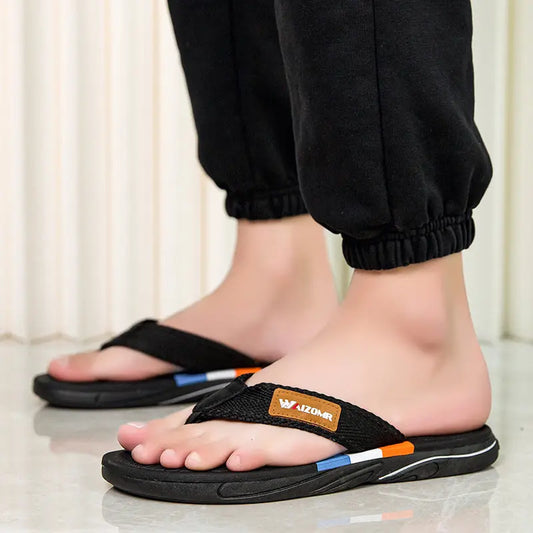 Cool Road Straight Internet Popular Sandals And Slippers Rubber Wear-resistant Flip-flops Trendy All-match Beach Shoes Men's Outdoor Slippers For Summer
