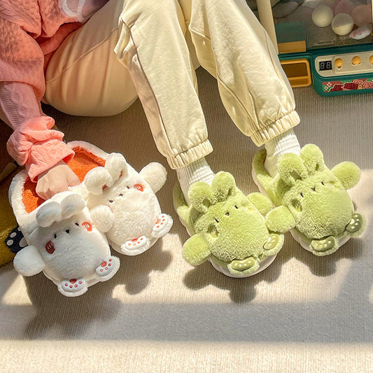 Cixi Cotton Slippers Women&#039;s Winter Bag With 2022 New Thick Bottom Cute Warm Two-wear Plush Cotton Slippers For Outer Wear