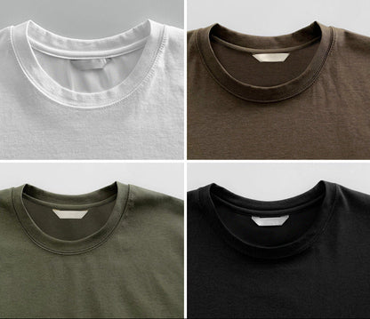 Summer New Solid Color Base Shirt Round Neck Short-sleeved T-shirt Trendy Casual Cotton Inner Small Neck All-match
