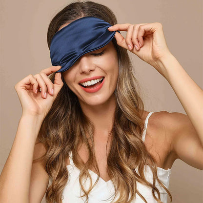 Double-sided Silk Eye Mask Silp Same Mulberry Silk Eye Mask 19mm Silk Embroidery Logo Cross-border In Stock Wholesale