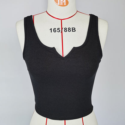 Trendy slim-fit crop camisole vest in apricot, white, coffee, and light grey – sleek, comfortable, and stylish for versatile outfits.
