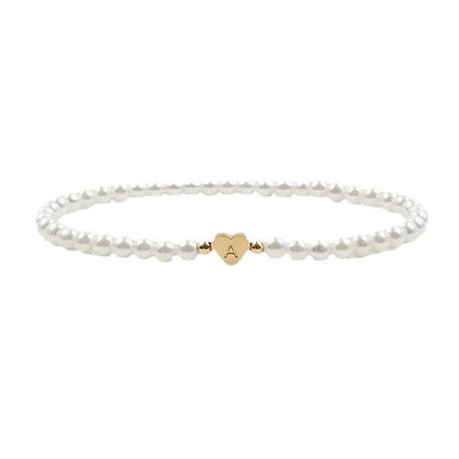 Amazon Popular Fashion Pearl A- Z Bracelet Bracelet Cross-border Hot Sale Love Gold Letter Peach Heart Bracelet For Women