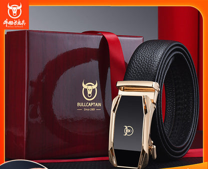 Leather Goods Genuine Leather Belt Men&amp;#039;s High-End Genuine Belt Automatic Buckle First Layer Cowhide Pants With Gift Box