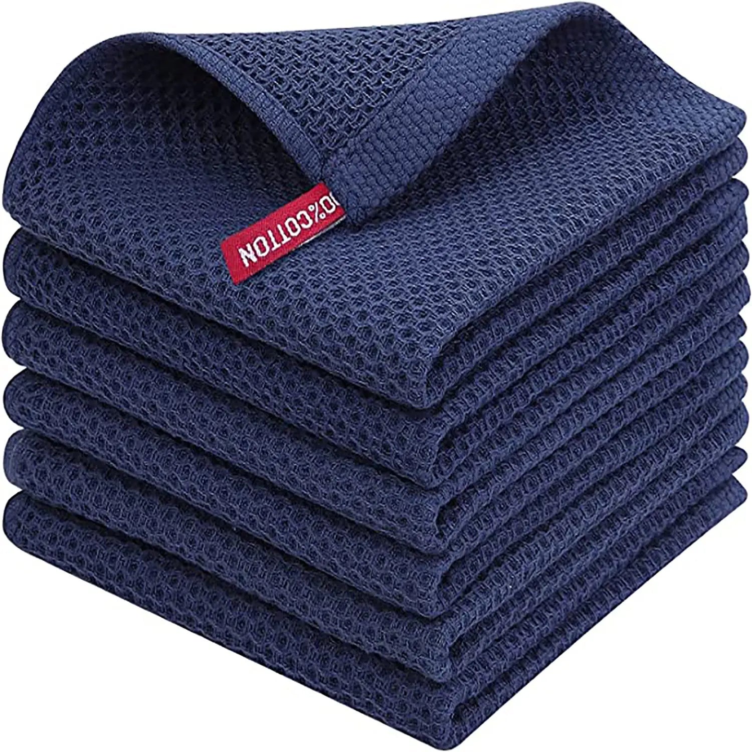 Amazon Hot Sale Pure Cotton Honeycomb Kitchen Square Towel Set Easy Clean Waffle Square With Hook Wholesale