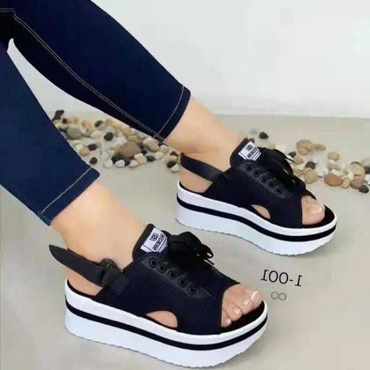 Foreign Trade Independent Station Plus Size Sandals Women&amp;#039;s Summer European And American New Thick-soled Fish Mouth Velcro Casual Beach Shoes
