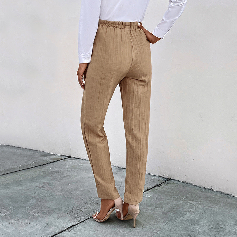 European And American Spring And Autumn New High-waisted Elastic Trousers Casual Pants Autumn Casual Pleated Women&#039;s Pants