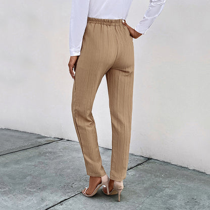 European And American Spring And Autumn New High-waisted Elastic Trousers Casual Pants Autumn Casual Pleated Women&#039;s Pants