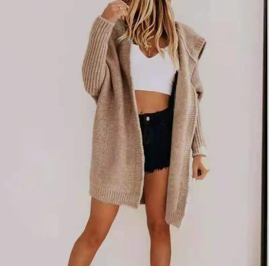 2022 Spring New European And American Foreign Trade Women's Knitted Sweater Amazon Long Hooded Casual Cardigan Sweater Jacket For Women