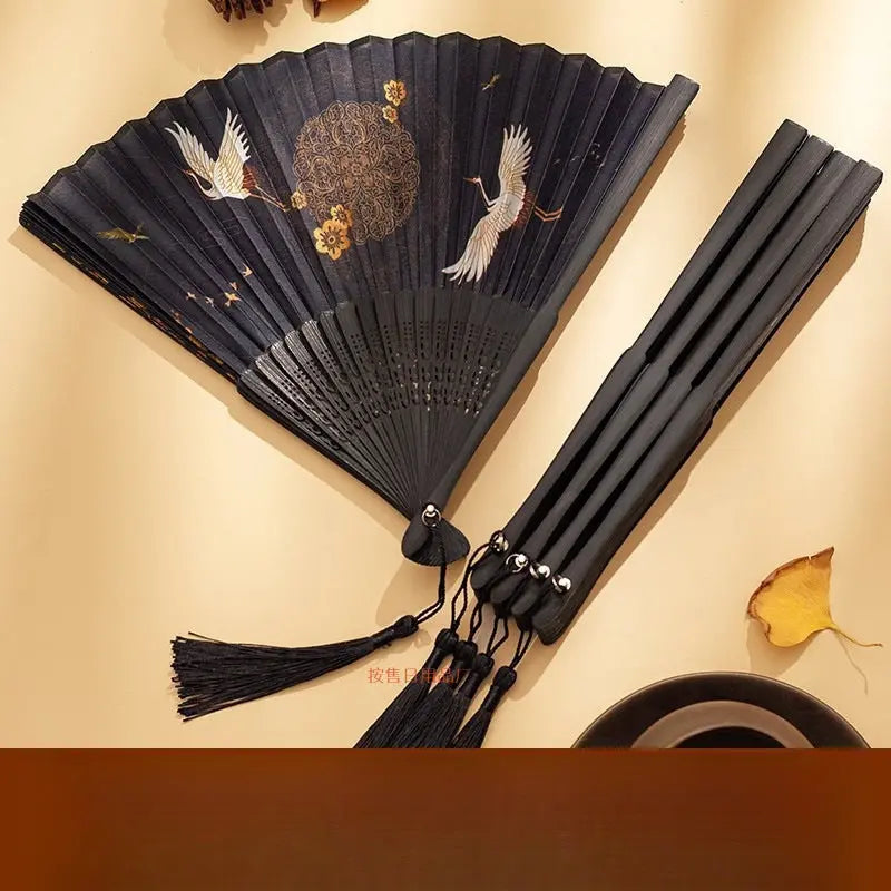Chinese-Style Vintage Folding Fan For Women, Japanese Retro Small Classical Portable Summer Dance Fan