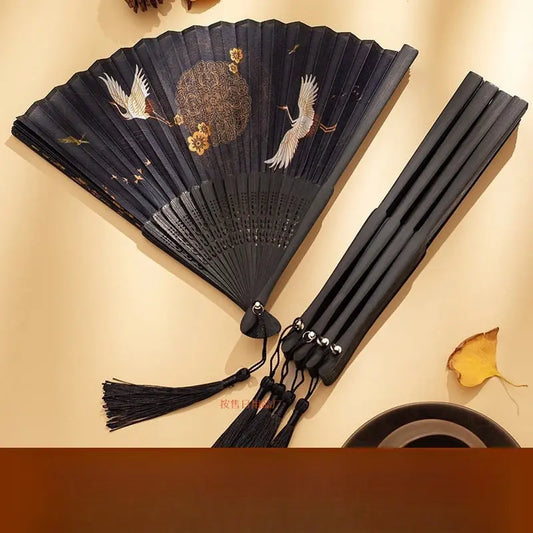 Chinese-Style Vintage Folding Fan For Women, Japanese Retro Small Classical Portable Summer Dance Fan