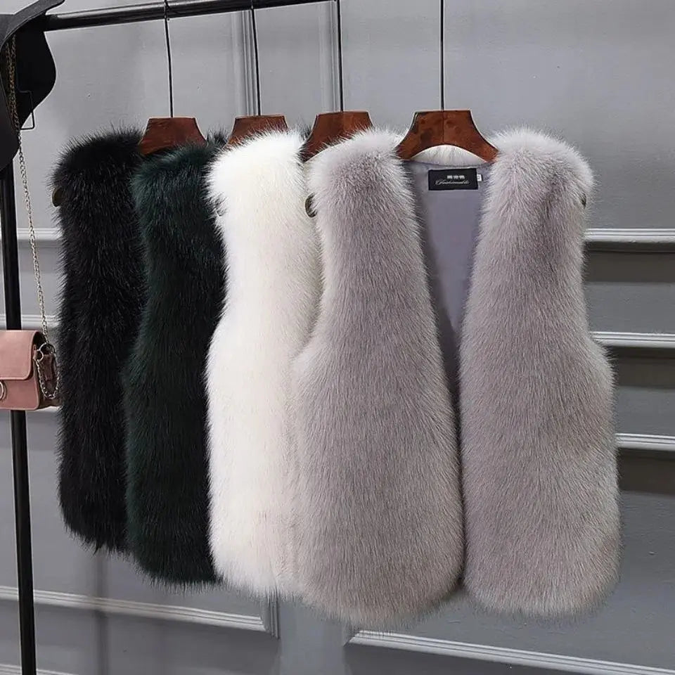 Women's Fluffy Faux-Fur-Look Longline Gilet