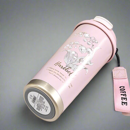 New Lily Of The Valley Coffee Cup Thermos Cup 316 Stainless Steel Women's High Color Value Straw Gift Cup Lettering Logo