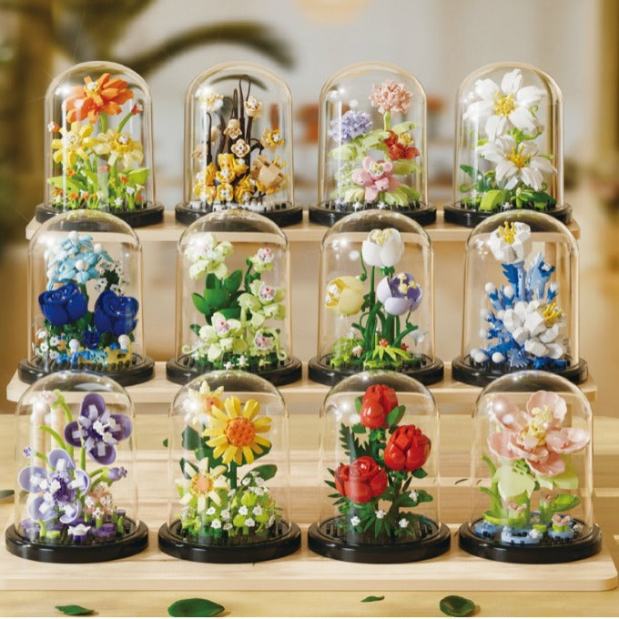 Dust Cover Building Blocks Flower Compatible With Lego Potted Plants Hibiscus Flower Children's Assembled Toys Valentine's Day