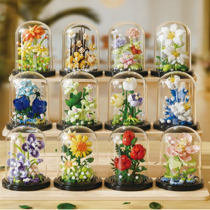 Dust Cover Building Blocks Flower Compatible With Lego Potted Plants Hibiscus Flower Children's Assembled Toys Valentine's Day