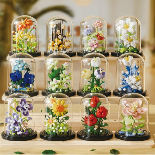 Dust Cover Building Blocks Flower Compatible With Lego Potted Plants Hibiscus Flower Children's Assembled Toys Valentine's Day