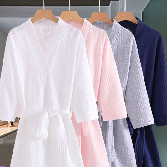 Bathrobe Summer Spring And Autumn Thickened Nightgown Loose Waffle Bathrobe Beauty Salon Hotel Spring And Summer Morning Robe Couple Pajamas